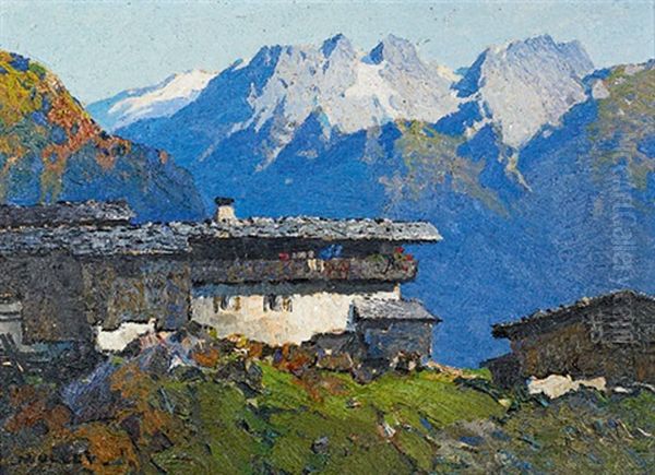 Hof Im Gebirge Oil Painting by Oskar Mulley