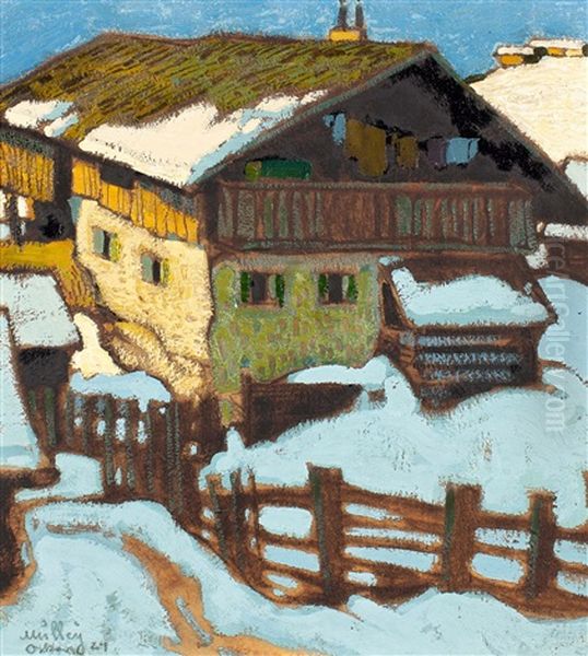 Bauernhaus Bei Kitzbuhel Oil Painting by Oskar Mulley