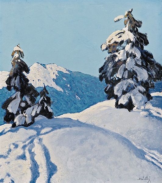 Spuren Im Schnee Oil Painting by Oskar Mulley