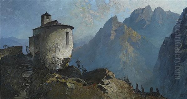 Kapelle Im Gebirge Oil Painting by Oskar Mulley