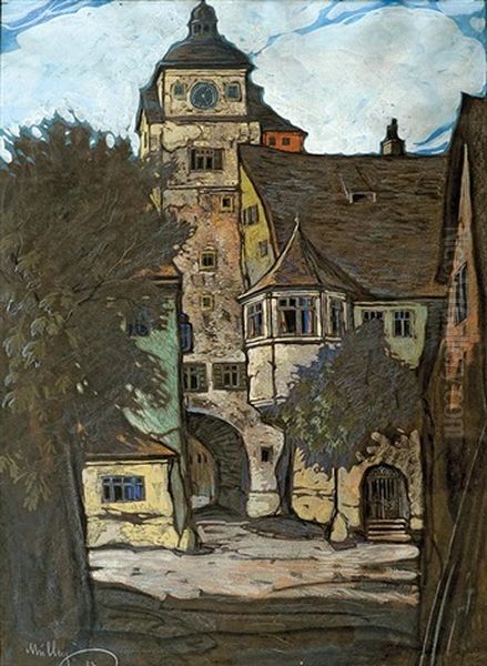 Der Weise Turm Und Das Judentanzhaus In Rothenburg An Der Tauber Oil Painting by Oskar Mulley