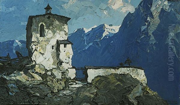 Kapelle Im Gebirge Oil Painting by Oskar Mulley