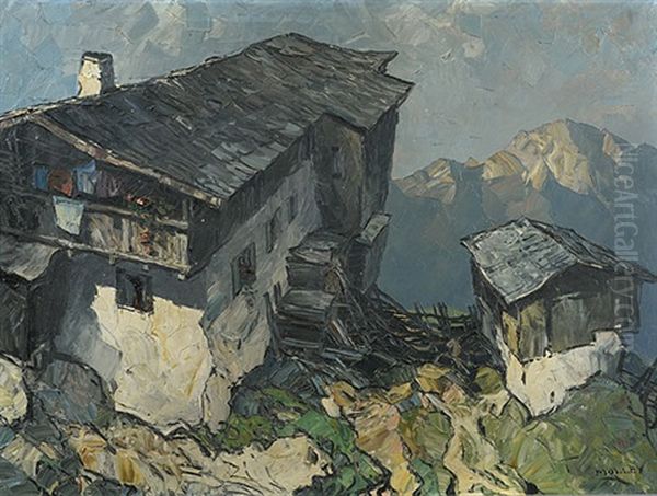 Bauernhof Im Hochgebirge Oil Painting by Oskar Mulley