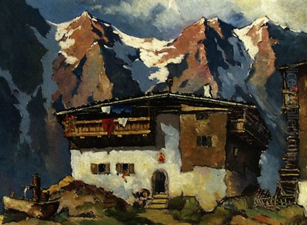 Bergbauernhof In Tirol Oil Painting by Oskar Mulley