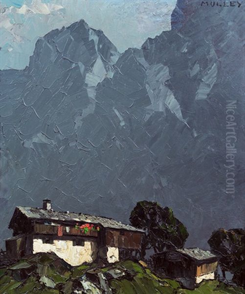 Haus Im Gebirge Oil Painting by Oskar Mulley