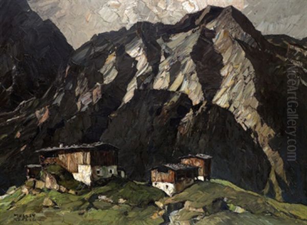 Tiroler Bergbauernhof Oil Painting by Oskar Mulley