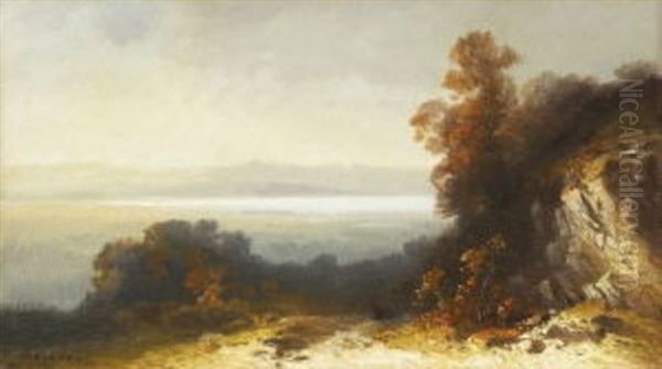 Blick Auf Einen See In Vorgebirgslandschaft Oil Painting by Oskar Mulley