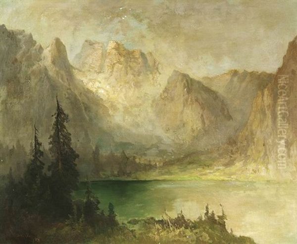 Gebirgssee In Den Alpen (weisensee?) Oil Painting by Oskar Mulley