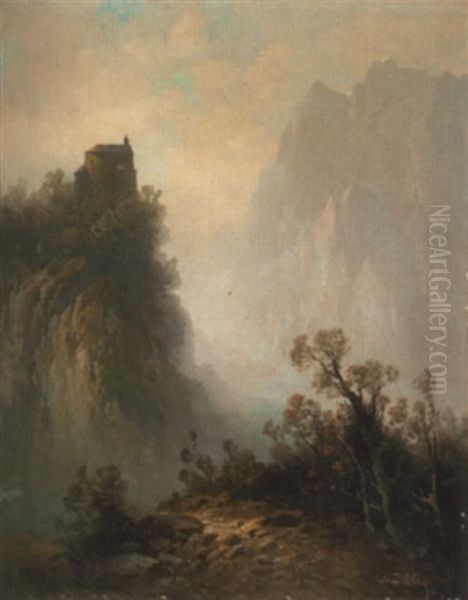 Bergkapelle Im Hochgebirge Oil Painting by Oskar Mulley