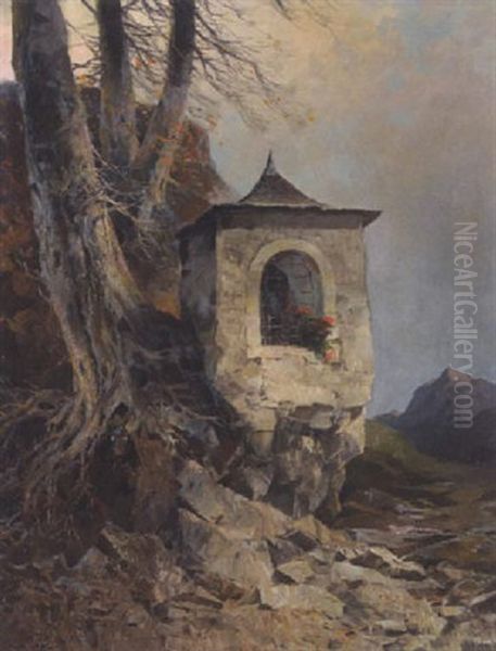 Bildstock Im Hochgebirge Oil Painting by Oskar Mulley