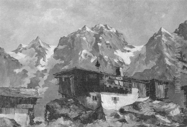 Bauernhof Am Wilden Kaiser Oil Painting by Oskar Mulley