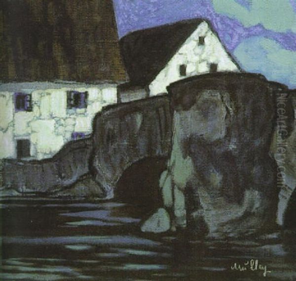 An Der Brucke Oil Painting by Oskar Mulley