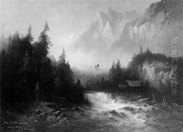 Alpental Mit Wildwasser Oil Painting by Oskar Mulley