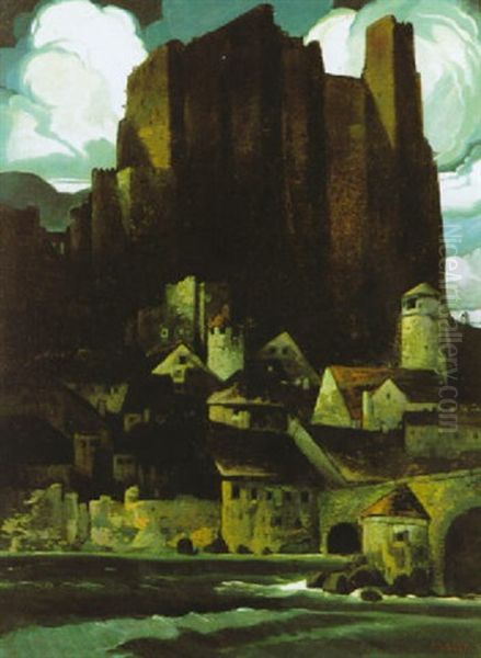 Stadt Mit Festung Oil Painting by Oskar Mulley