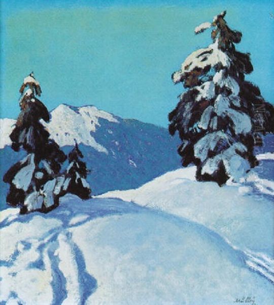 Tirol Im Winter, Motiv Aus Dem Auserfern Oil Painting by Oskar Mulley