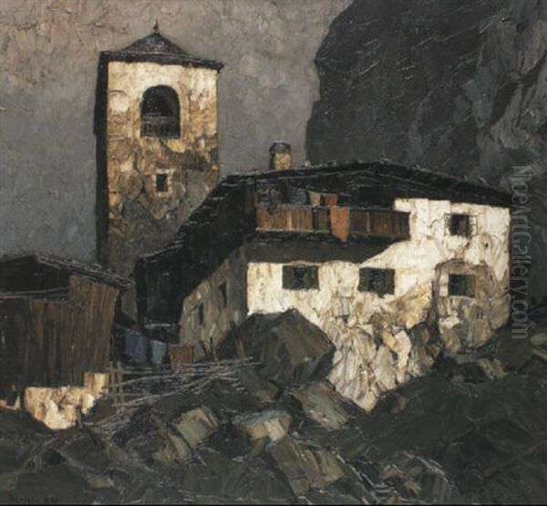 Bergkirche Mit Bauernhof Oil Painting by Oskar Mulley