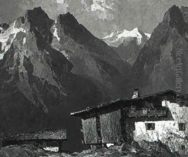 Einschichthof Bei Garmisch Oil Painting by Oskar Mulley