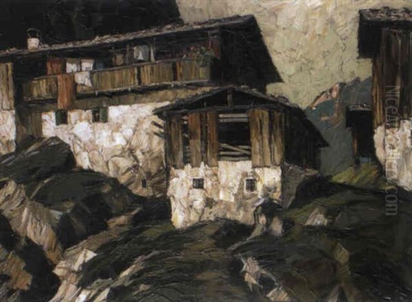 Tiroler Gebirgsbauernhof Oil Painting by Oskar Mulley