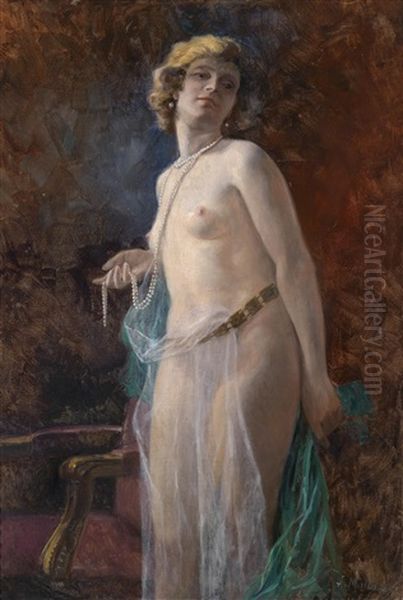 Schleiertanz (isadora Duncan) Oil Painting by Adolf Muellner