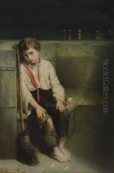 A London Jo Oil Painting by Augustus Edwin Mulready