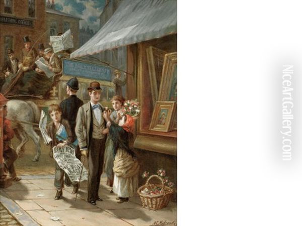 Our Street Of Publishers Oil Painting by Augustus Edwin Mulready