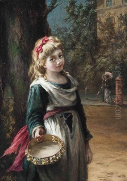 A Penny Please? Oil Painting by Augustus Edwin Mulready