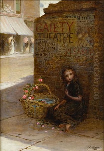 The Flower Girl Oil Painting by Augustus Edwin Mulready