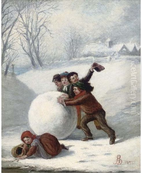 The Snow Ball Oil Painting by Augustus Edwin Mulready