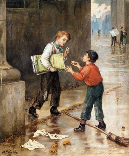 Luck In A Moment Oil Painting by Augustus Edwin Mulready