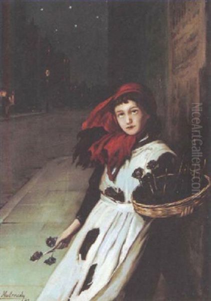 The Flower Girl Oil Painting by Augustus Edwin Mulready