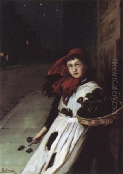 The Flower Girl Oil Painting by Augustus Edwin Mulready