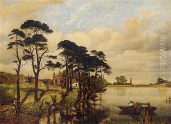 Highgate Ponds, London Oil Painting by Augustus Edwin Mulready