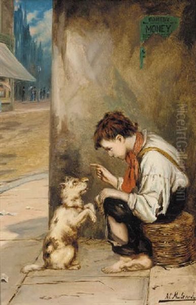 New Tricks Oil Painting by Augustus Edwin Mulready