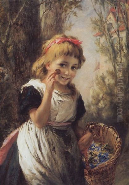 The Flower Girl Oil Painting by Augustus Edwin Mulready