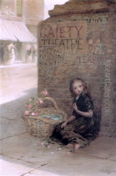 The Flower Girl Oil Painting by Augustus Edwin Mulready