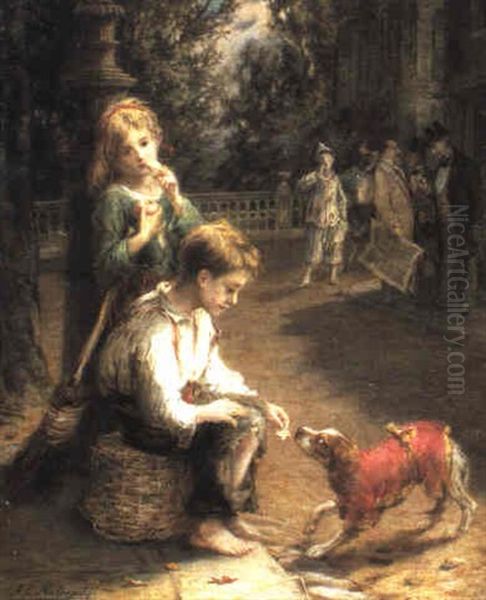 A Cester's Dog Oil Painting by Augustus Edwin Mulready