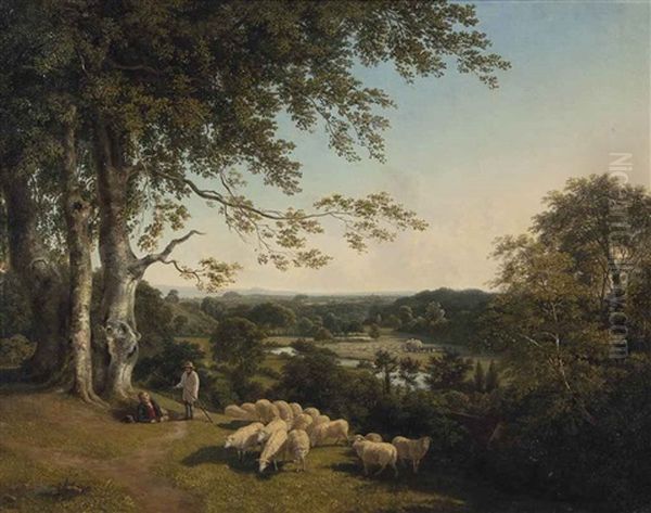 A Bucolic Landscape Of The English Countryside Oil Painting by William Mulready