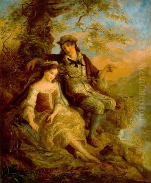 Young Lovers Oil Painting by William Mulready