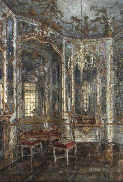 Spiegelkabinett In Der Residenz Munchen Oil Painting by Franz Multerer