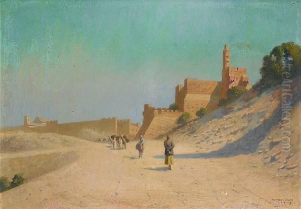 Tour De David A Jerusalem Oil Painting by Louis Victor Marie Billiard