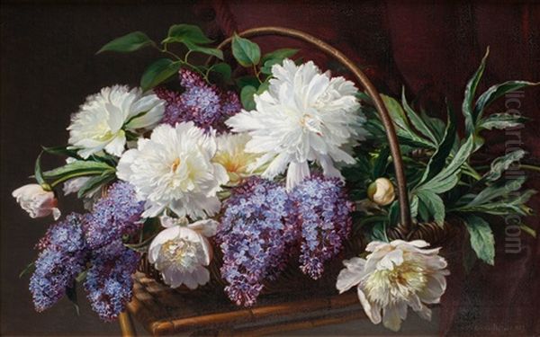 Blomsterstilleben Med Syrener Oil Painting by Emma Mulvad