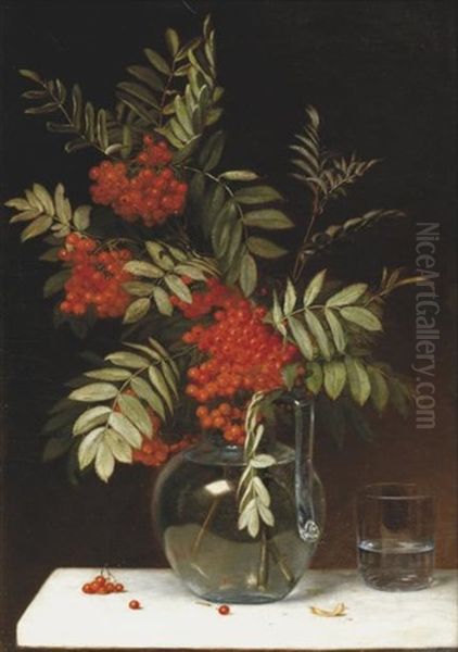 Bouquet De Branches De Groseillier Dans Un Vase Oil Painting by Emma Mulvad