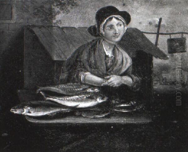 Fishmonger Oil Painting by Thomas James Mulvany