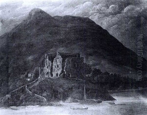 A View Of Carlingford Castle Oil Painting by Thomas James Mulvany