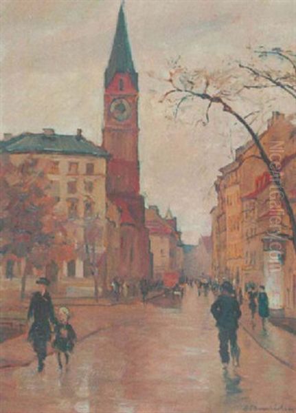 Schusterstrase In Mainz Oil Painting by Alfred Mumbaecher