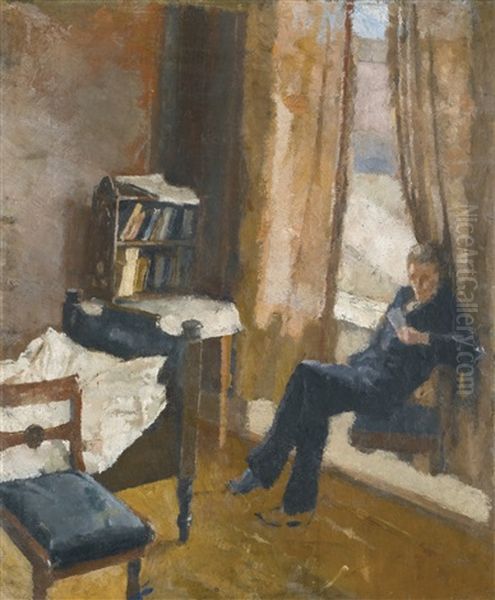 Andreas Reading Oil Painting by Edvard Munch