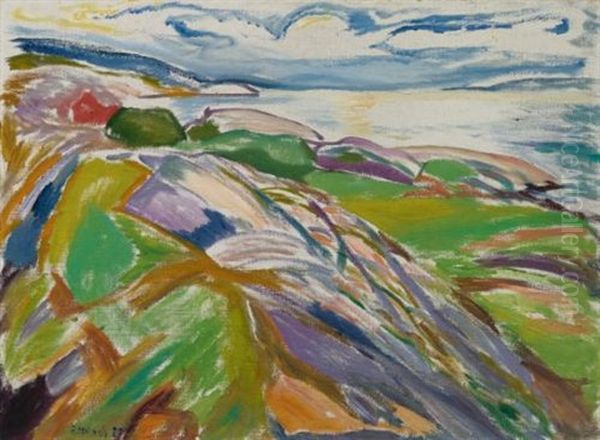 Kystlandskap Fra Hvitsten (coastal Landscape At Hvitsten) Oil Painting by Edvard Munch