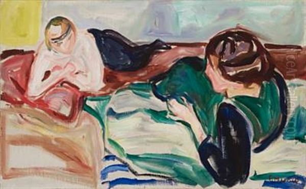 To Liggende Kvinner (two Reclining Women) Oil Painting by Edvard Munch