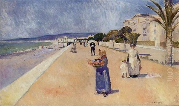 La Promenade De Anglais, Nice Oil Painting by Edvard Munch