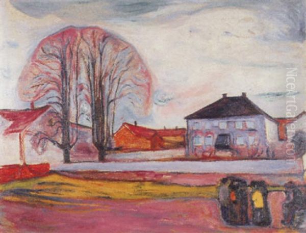 Haus In Aasgaardstrand Oil Painting by Edvard Munch